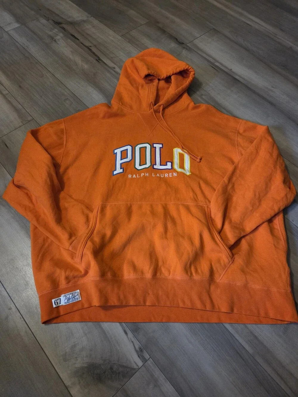 Polo by Ralph Lauren Bright Orange Pullover Hoodie with Embroidered Logo